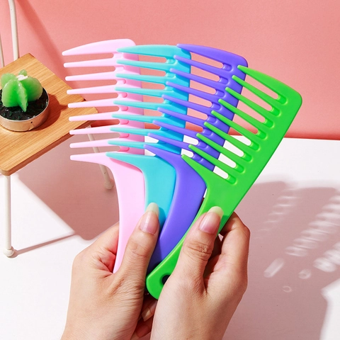 Wide Tooth Hair Comb Plastic Portable Detangling Massage Brush For Curly Wet Hair Women Travel Salon Styling