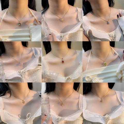 Elegante Collana Con Ciondolo Per Donna Catena In Acciaio Inossidabile E Ciondolo In Rame Zircone Gioielli Moda