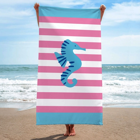 Microfiber Beach Towel Quick Dry Absorbent Large Cartoon Dinosaur Whale Seahorse Print Striped Bath Towel For Swimming