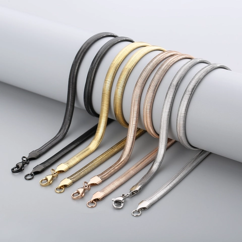 Collar De Cadena De Serpiente Plana Acero Inoxidable Minimalista Punk Joyas De Moda Para Hombres Y Mujeres Con Cierre De Langosta