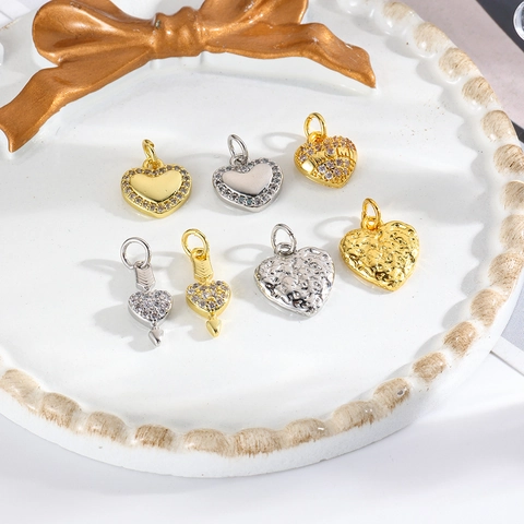 Pendentifs Coeur Cuivre Zircon Plaqué Or 18K Texture Irrégulière Flèche MOM Pour Création De Bijoux DIY