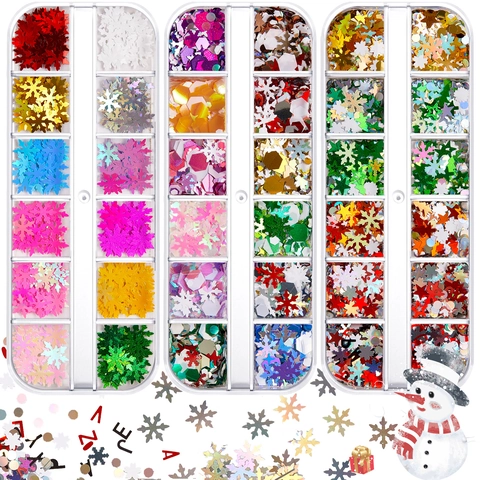 Paillettes Ongles Noël Flocon Neige Laser Holographique Glitter Couleurs Mixtes Décoration Festive Pour Manucure Hiver