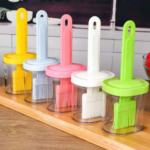 Pennello Da Barbecue In Silicone E Nylon Con Bottiglia D'olio Integrata Trasparente Resistente Al Calore Strumento Cucina