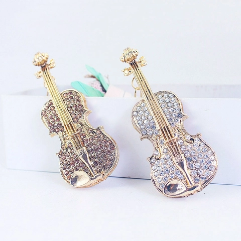 Squisito Portachiavi A Forma Di Violino Intarsiato Con Strass Lega Di Zinco Strumento Musicale Ciondolo Da Borsa Regalo Creativo Per Donne
