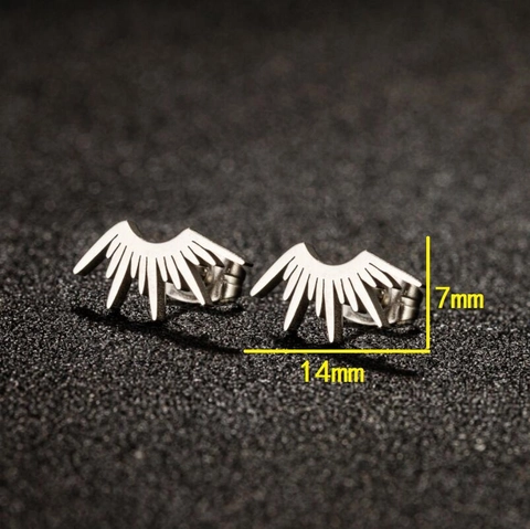 Sunburst Stud Earrings Stainless Steel Radiating Fan Shaped Irregular Punk Style Jewelry For Women