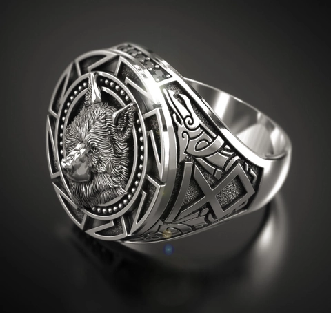 Men Wolf Head Ring Antique Silver Color Alloy Retro Viking Warrior Nordic Mythology Gothic Punk Jewelry Accessory