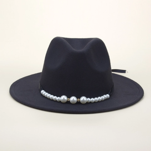 Cappello Fedora Donna Feltro Di Lana Nastro Künstliche Perle Fiocco Elegante Vintage Jazz Cap Moda Viaggio Autunno Inverno