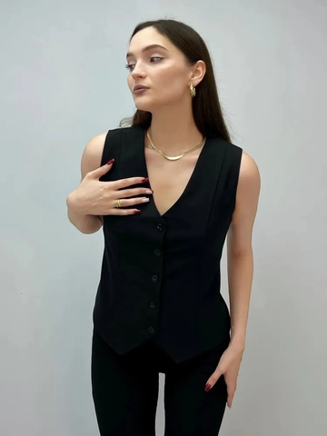Chaleco De Traje Ajustado De Poliéster Para Mujer Cuello En V Sin Mangas Con Botones Y Correa Ajustable Verano Oficina