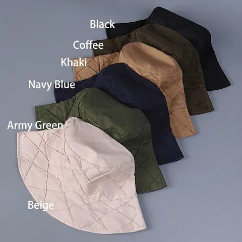 Quilted Cotton Bucket Hat For Women Breathable Foldable Sun Protection Casual Pleated Design Adjustable