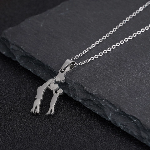 Collana Con Pendente Madre E Figlio Acciaio Inossidabile Silhouette Famiglia Cuore Gioielli Regalo Per Mamma Figlia Figlio Donne Bambini
