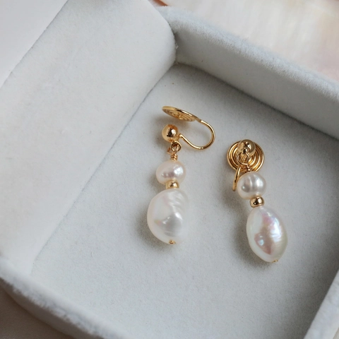 Orecchini Pendenti Con Süßwasserperle D'acqua Dolce Barocche Vintage Francese Doppia Perla de Agua Dulce Con 925 Argento Earring Post