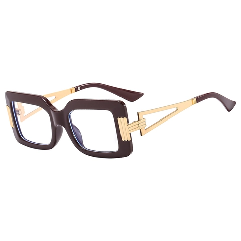 Occhiali Da Vista Quadrati Retrò Aste In Metallo Cavità Geometriche Anti Luce Blu Occhiali Ottici Moda Per Uomo Donna