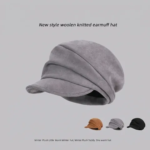 Gorra Newsboy Plegada Vintage Para Mujer Gamuza Sintética Ala Corta Boina Sombrero Retro Pintor Ajustable Plegable