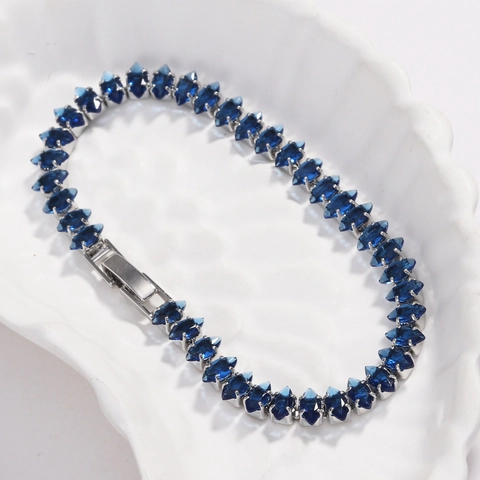 Bracciale Alla Moda Hip Hop Per Donne Con Catena Da Tennis Annodata In Zircone Marquise 3*6 A Tinta Unita