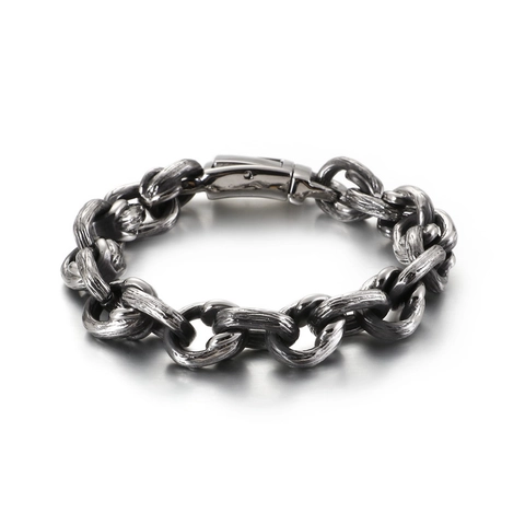 Herren Retro Industrial Punk Armband 316L Edelstahl Schwere Quadratische Gliederkette Schmuck