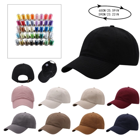Gorra De Béisbol Talla Grande Algodón Ajustable Color Sólido Visera Curva Protección Solar Outdoor Dad Hat Unisex
