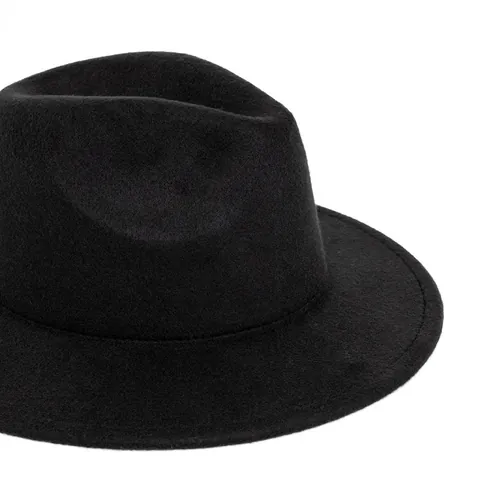 Classic Fedora Hat Wide Brim Solid Color Polyester Felt Jazz Style Vintage British Gentleman Unisex Autumn Winter