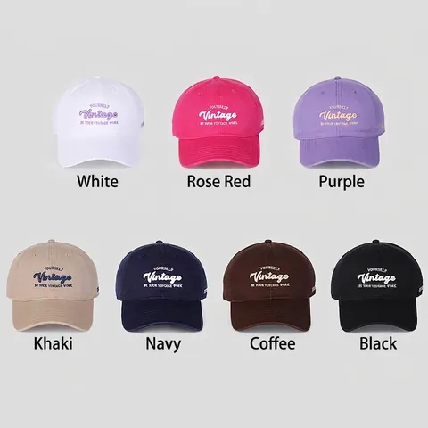 Vintage Baseball Cap Cotton Letter Embroidery Soft Top Curved Brim Adjustable Sunshade Hat Men Women Casual Retro Style