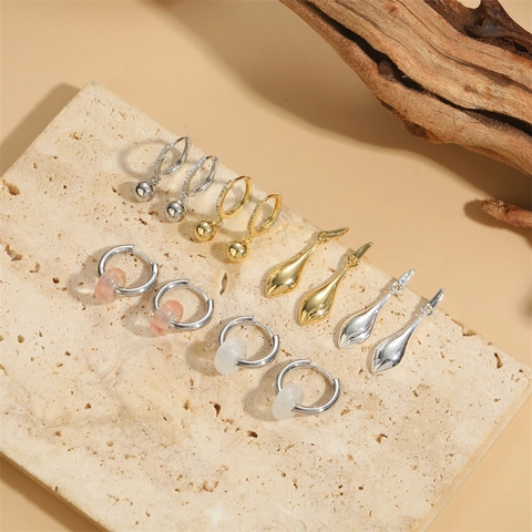 Franse Retro Koperen Hoop Hangoorbellen Voor Dames Met Agaat Zirkoon Minimalistische Vintage Stijl Sieraden