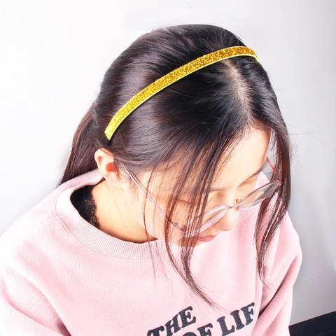 Kids Glitter Sequin Fabric Headbands Thin Non Slip Hair Hoops With Teeth Colorful Sparkly For Girls Accessories