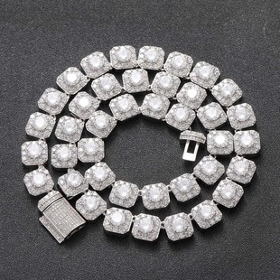 Men Hip-Hop Gold Plated Copper Necklace Large Square Zirconia Tennis Chain Luxury Streetwear Iced Out Jewelry Necklace Bracelet