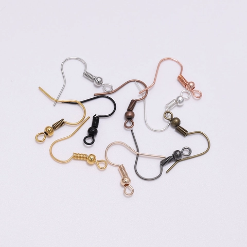 Stainless Steel Earring Hooks With Bead And Coil Fish Hook Earwire DIY Jewelry Finding Supplies