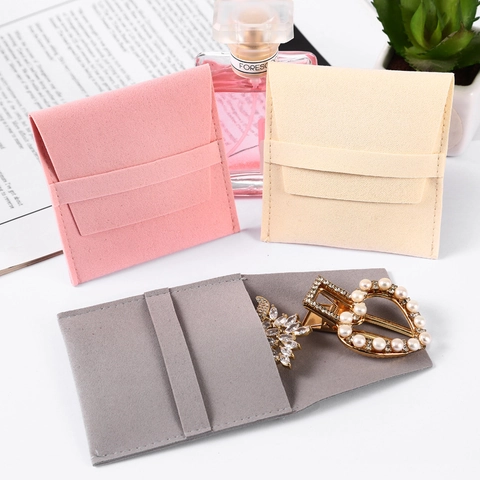 Microfiber Jewelry Pouch Velvet Storage Bag Envelope Flip Drawstring Small For Ring Necklace Earring Accessory Organizer