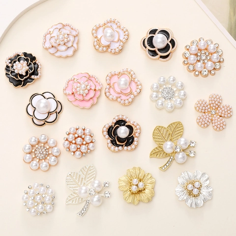 Dijes Elegantes De Flores Hojas Lazos Aleación De Zinc Con Perlas Artificiales De Imitación Diamantes De Imitación Esmalte Joyería DIY