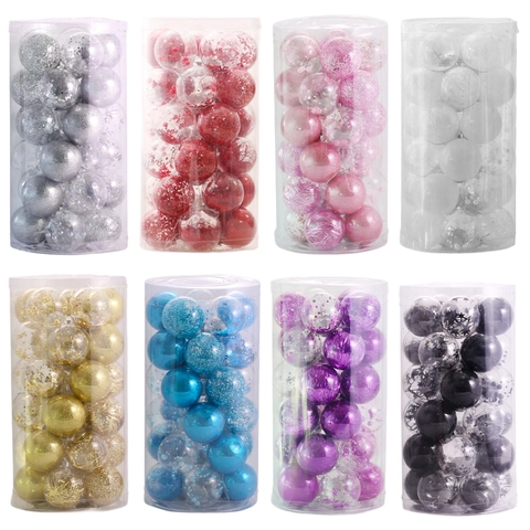 Weihnachtsball Ornamente Baumbehang Dekorationen Kunststoff Glitzer Pailletten Transparent Festliche Feiertagsparty Dekor