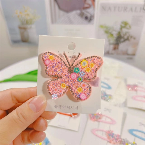 Cute Hair Clips And Headband Rhinestone Imitation Artificial Pearl Butterfly Bunny Heart Flower Pattern Colorful Accessories For Girls