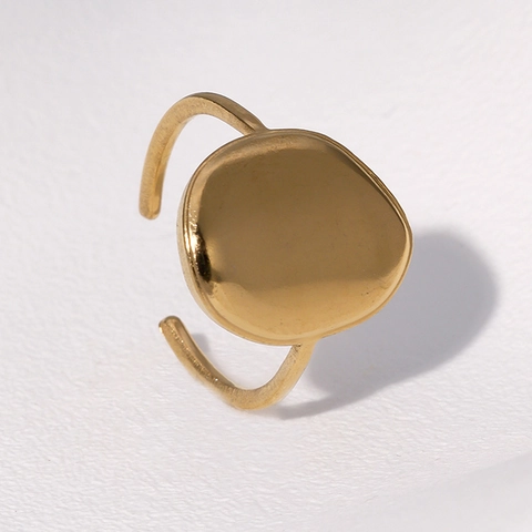 Anillo Abierto Geométrico Irregular Para Mujeres Joyería De Moda De Acero Inoxidable Ajustable Ovalado Liso Minimalista