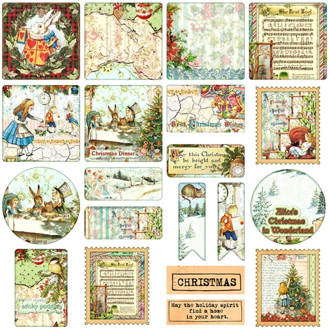 Vintage Paper Stickers Christmas Wonderland Story Theme Aesthetic DIY Scrapbooking Journal Planner Decoration