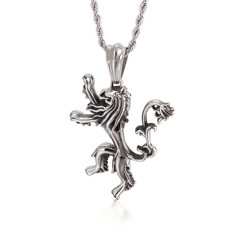 Mens Stainless Steel Pendant Retro Lion Head Anubis Sphinx Pyramid Design Punk Hip Hop Jewelry