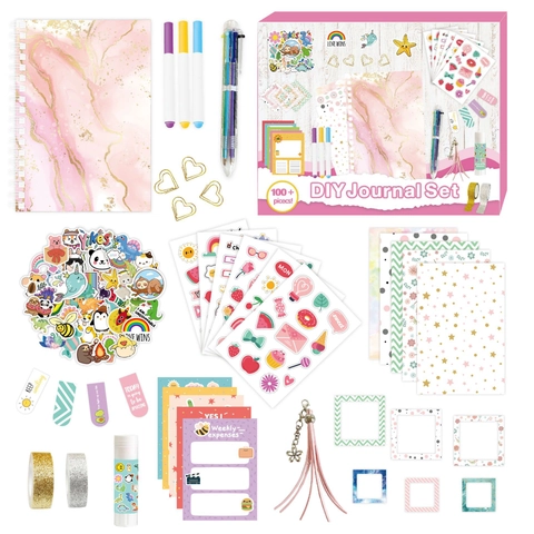 DIY Journal Scrapbook Schreibwaren Notizbuch Aufkleber Stifte Klebeband Klebestift Herz Clips Schreibwaren Geschenk Für Mädchen Kinder
