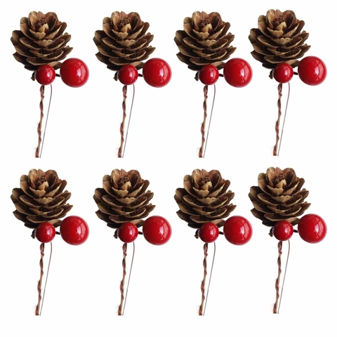 Plettri Di Pigne Natalizie Ornamenti Bacche Rosse Artificiali Pigne Naturali Per Albero Ghirlanda Fai Da Te Decoro Regalo