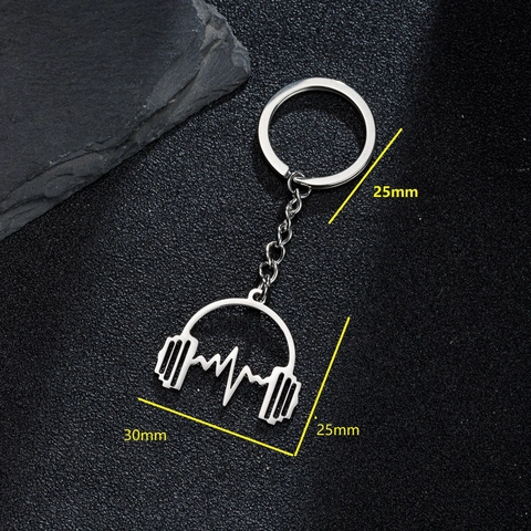 Llavero de Acero Inoxidable Minimalista Telaraña Micrófono Guitarra Latido del Corazón Trompeta Colgante Llavero de Metal de Moda