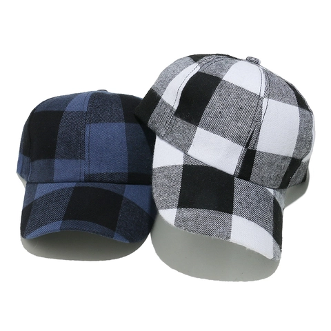 Honkbalpet Buffalo Plaid Geruit Polyester Gebogen Rand Retro Casual Streetwear Verstelbare Hoed Voor Heren Dames