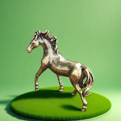 Antique Copper Plated Horse Figurine Galloping Animal Statue Desk Ornament Home Office Vintage Decoration