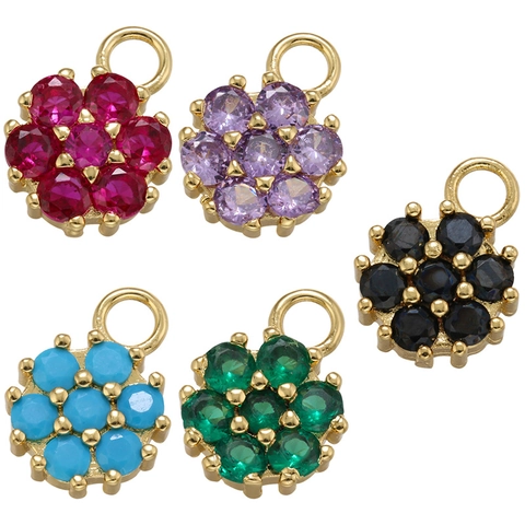 Charms Fleur DIY Fabrication De Bijoux Petits Pendentifs Floraux Laiton Zircone Micro Pavé Coloré Style Doux Pour Femmes