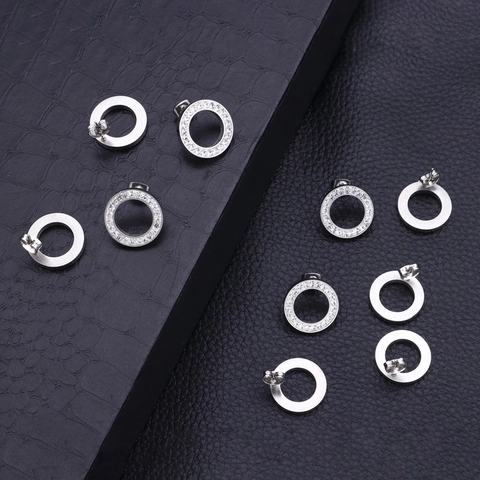 Orecchini A Cerchio Rotondi In Acciaio Inossidabile Zirconia Cubica Minimalista Gioielli Di Moda Per Donna
