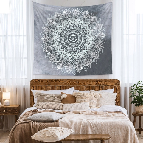 Mandala Tapestry Wall Hanging Bohemian Geometric Polyester Decorative Fabric For Bedroom Living Room Background Decor