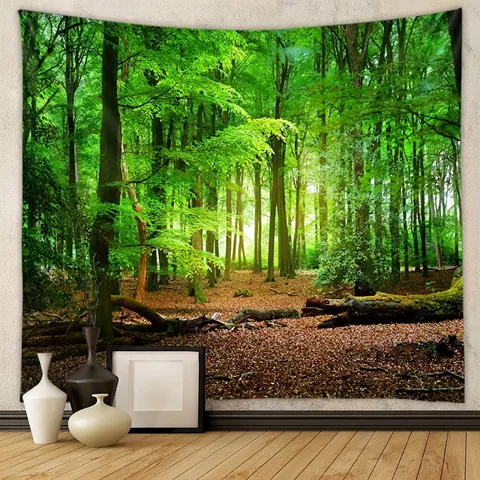 Tapiz Paisaje Forestal Colgante De Pared Tela Poliéster Escena Naturaleza Fondo Decoración Dormitorio Sala Realista
