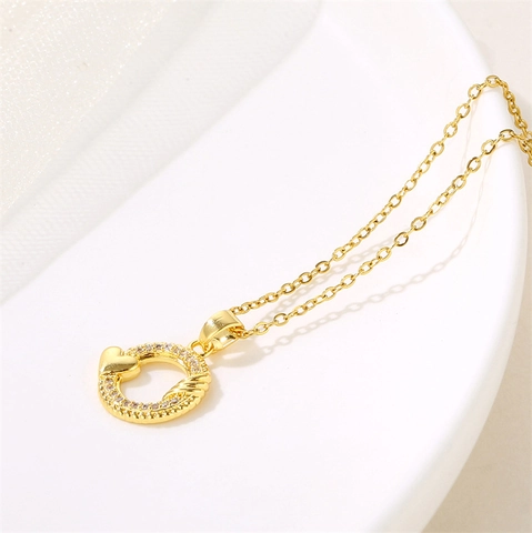 Hart Cirkel Hanger Ketting 18K Verguld Titanium Staal Frans Minimalistisch Zirkoon Sieraden Voor Vrouwen
