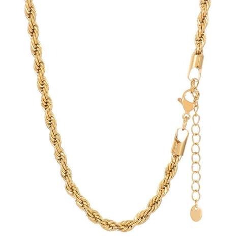 Kordelkette 18K Vergoldet Edelstahl Minimalistisch Hip Hop Twist Gliederkette Schmuck Für Damen Herren
