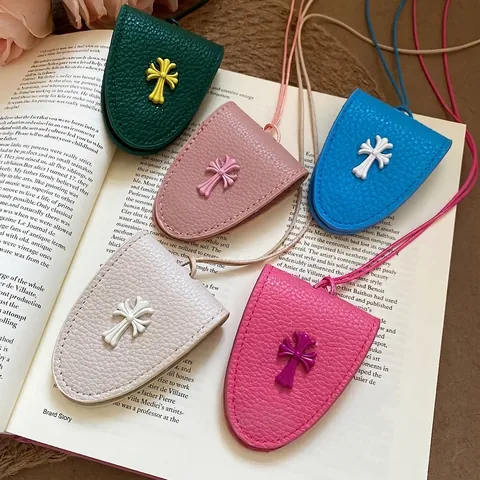Leder Kreuz Magnetische Brillenhalter Kette Tragbare Sonnenbrille Tasche Umhänge Aufbewahrungskoffer Für Frauen