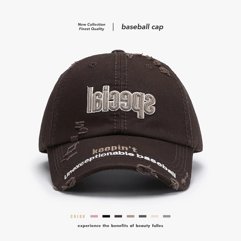 Casquette De Baseball Distressed Coton Lavé Vintage Broderie Lettres Ajustable Streetwear Chapeau De Soleil Extérieur