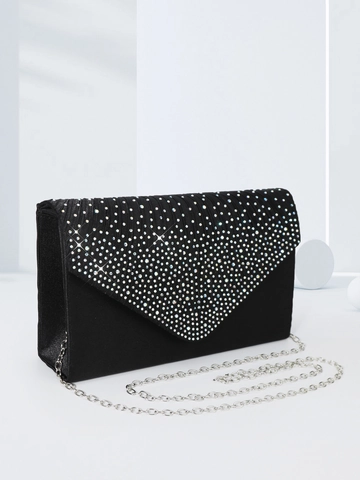 Rhinestone Evening Bag Women Satin Clutch Formal Wedding Party Purse Envelope Flap With Removable Chain Strap Luxury Bag