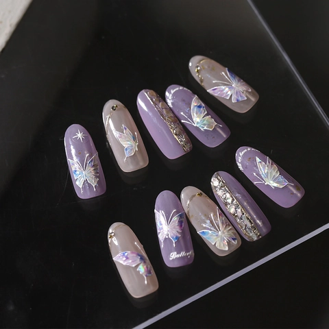 Butterfly Nail Art Stickers Holographic 3D Relief Laser Self Adhesive Manicure Decoration DIY Elegant Fashion Women
