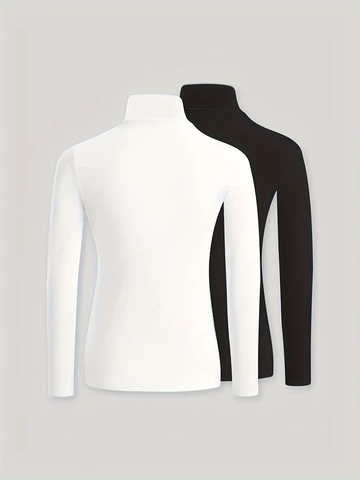 Dames Top Met Lange Mouwen En Col Nauwsluitende Pasvorm Effen Kleur Polyester Spandex Elegant Shirt
