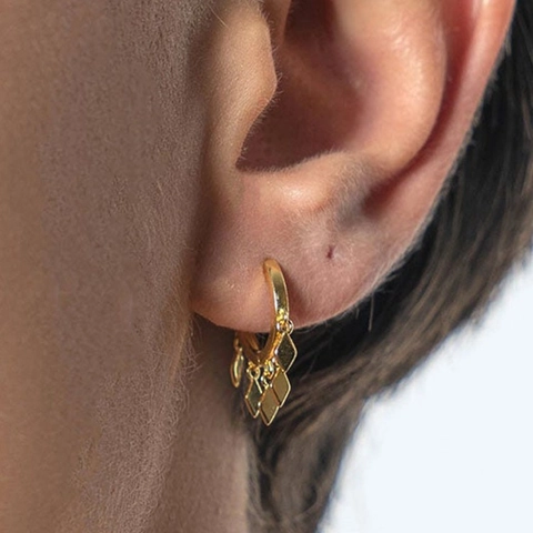 Geometrische Rauten Quasten Creolen Für Damen Minimalistischer Modeschmuck Aus Kupfer Mit 925 Sterling Silber Ohrstecker